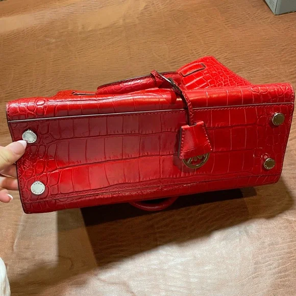 Michael Kors Red Embossed Satchel - Picture 2 of 6